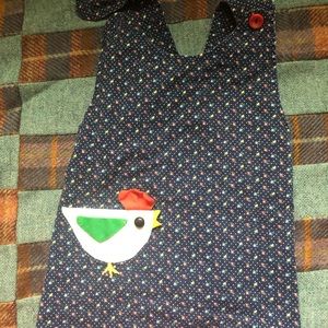 Vintage baby dress or shirt with a chicken
